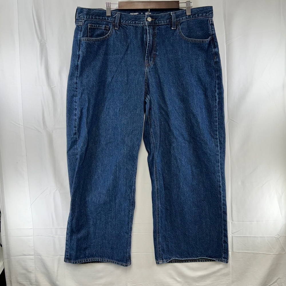Old Navy Wow Baggy Wide Leg Jeans Women 18 Dark Wash Mid Rise Denim